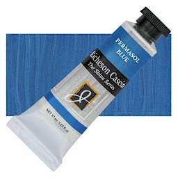 Richeson Casein Paint the Shiva Series - Permasol Blue, 37 ml tube and swatch