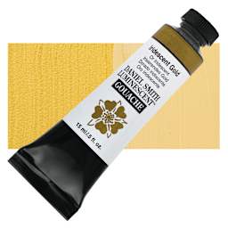 Daniel Smith Extra Fine Gouache - Iridescent Gold, 15 ml Tube and swatch