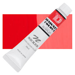 Nicker Designers Color Gouache - Scarlet, 20 ml tube and swatch