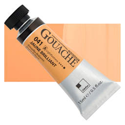 ShinHan Professional Designers Gouache - Jaune Brilliant, 15 ml tube and swatch
