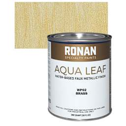 Ronan Aqua Leaf Water-Based Faux Metallic Color - Brass, Quart and swatch
