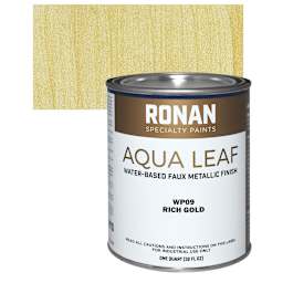 Ronan Aqua Leaf Water-Based Faux Metallic Color - Rich Gold, Quart and swatch