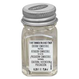 Side of the 0.25 oz bottle of Testors Paint Thinner