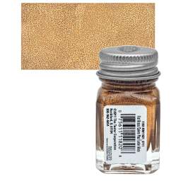 Testors Enamel Paint - Brass, 1/4 oz bottle and swatch