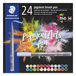 Staedtler Pigment Arts Brush Pens - Assorted Colors B, Set of 24, front of packaging