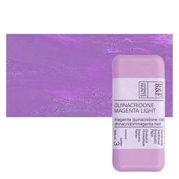 R&F Encaustic Paint Block - Quinacridone Magenta Light, 104 ml block and swatch