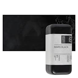 R&F Encaustic Paint Block - Mars Black, 104 ml block and swatch
