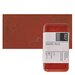 R&F Encaustic Paint Block - Mars Red, 40 ml block and swatch