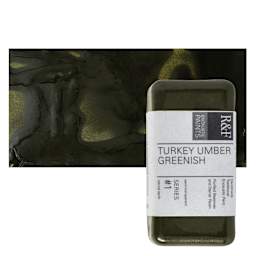 R&F Encaustic Paint Block - Turkey Umber Greenish, 40 ml block and swatch