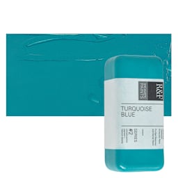 R&F Encaustic Paint Block - Turquoise Blue, 104 ml block and swatch