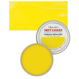 Enkaustikos Hot Cakes Encaustic Wax Paint - Cadmium Yellow Light, 45 ml tin and swatch