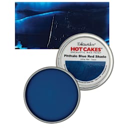 Enkaustikos Hot Cakes Encaustic Wax Paint - Phthalo Blue Red Shade, 45 ml tin and swatch