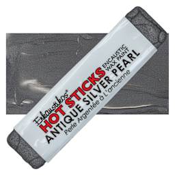 Enkaustikos Hot sticks Encaustic Wax Paint - Antique Silver Pearl, 13 ml stick and swatch