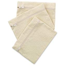 Natural Cotton Zipper Bags - Top view of Set of 3 bags 