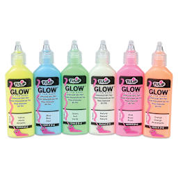 Tulip Dimensional Fabric Paint Set - Components of Glow in the Dark Set of 6 shown front view