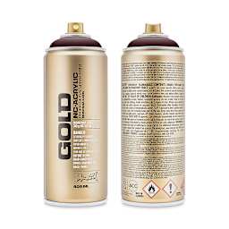 Montana Gold Acrylic Professional Spray Paint - Wine Red, 400 ml (Front and back of spray can)