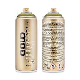 Montana Gold Acrylic Professional Spray Paint - Pepperoni Hot, 400 ml (Front and back of spray can)