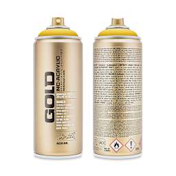 Montana Gold Acrylic Professional Spray Paint - Banana, 400 ml (Front and back of spray can)