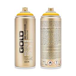 Montana Gold Acrylic Professional Spray Paint - Yellow Cab, 400 ml (Front and back of spray can)