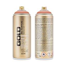 Montana Gold Acrylic Professional Spray Paint - Dirty Apricot, 400 ml (Front and back of spray can)