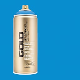 Montana Gold Acrylic Fluorescent Spray Paint - Flame Blue, 400 ml (Spray can with color swatch)