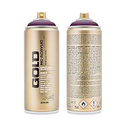 Montana Gold Acrylic Professional Spray Paint - Deep Purple, 400 ml (Front and back of spray can)
