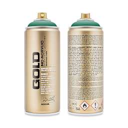 Montana Gold Acrylic Professional Spray Paint - Malachite Dark, 400 ml (Front and back of spray can)
