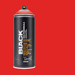 Montana Black Spray Paint - Power Red, 400 ml can with swatch