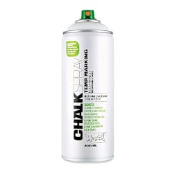Montana Chalk Spray Paint - Front view of uncapped white spray can