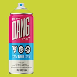 Dang Prime Spray Paint - Lime, 400 ml can and swatch