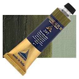 Maimeri Puro Oil Color - Antique Green Earth, 40 ml Tube and swatch