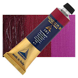 Maimeri Puro Oil Color - Magenta Lake, 40 ml Tube and swatch