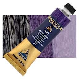 Maimeri Puro Oil Color - Ultramarine Violet, 40 ml tube and swatch