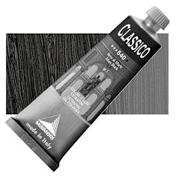 Maimeri Classico Oil Color - Mars Black, 60 ml tube and swatch