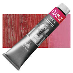 Maimeri Classico Oil Color - Permanent Carmine, 200 ml tube and swatch
