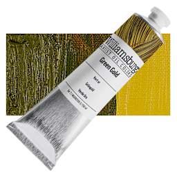 Williamsburg Handmade Oil Paint - Green Gold, 37 ml tube and swatch