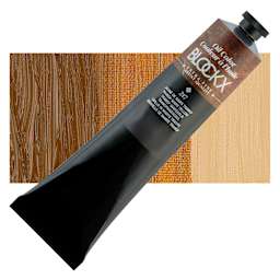 Blockx Artist Oil Color - Transparent Mars Yellow, 200 ml tube and swatch