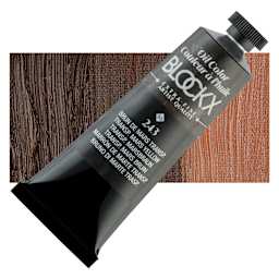 Blockx Artist Oil Color - Transparent Mars Brown, 35 ml tube and swatch