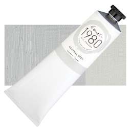 Gamblin 1980 Oil Paint - Neutral Gray, 150 ml tube and swatch