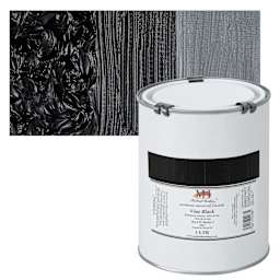 Michael Harding Artists Oil Paint - Vine Black, 1 Liter and swatch
