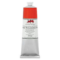 Michael Harding Artists Oil Color - Orange Benzimidazolone, front of 225 ml tube