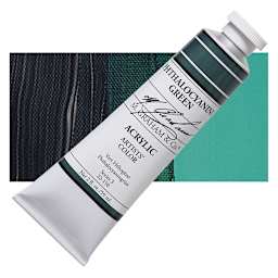 M. Graham Artists' Acrylic - Phthalocyanine Green, 2 oz tube and swatch