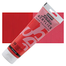 Pebeo High Viscosity Acrylics - Cadmium Red Hue, 250 ml Tube and swatch