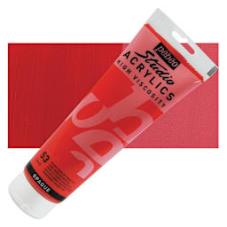 Pebeo High Viscosity Acrylic - Dark Cadmium Red Hue, 250 ml, Tube and swatch