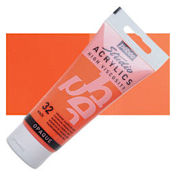 Pebeo High Viscosity Acrylic - Cadmium Orange Hue, 100 ml tube and swatch