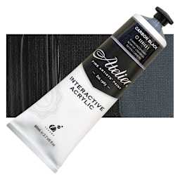 Chroma Atelier Interactive Artists' Acrylic - Carbon Black, 80 ml tube and swatch