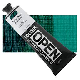 Golden Open Acrylic - Phthalo Green (Blue Shade), 5 oz Tube and swatch