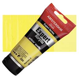 Amsterdam Expert Series Acrylic - Permanent Lemon Yellow, 75 ml tube and swatch