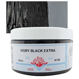 Old Holland New Masters Classic Acrylic Paint - Ivory Black Extra, 250 ml jar and swatch