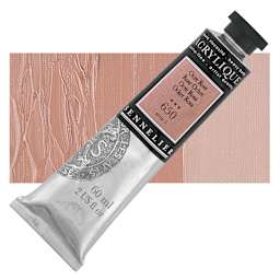 Sennelier Extra-Fine Artist Acryliques - Rose Ochre, 60 ml tube and swatch